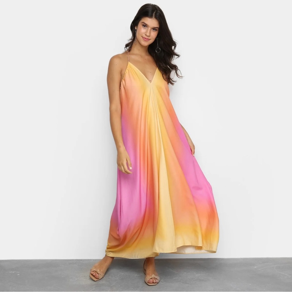 Boho Chic Gradient Dress in Pink and Orange